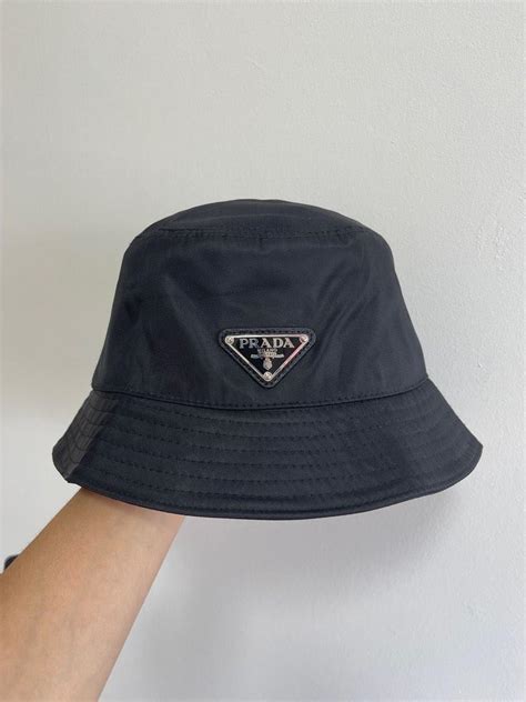 black bucket hat prada|Prada nylon beanie.